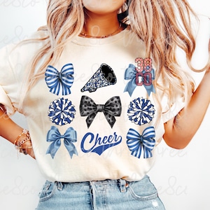 Blue Cheer coquette png, cheer mom png, custom cheerleading png, cheer coquette design, blue cheer png, custom cheerleading png