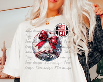 Faux sequin baseball png, preppy baseball sequin png, faux sequin design, baseball fan png, trendy coquette baseball png
