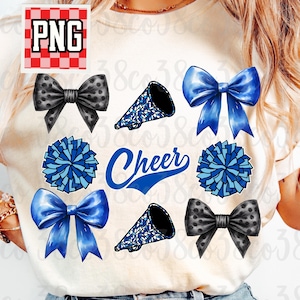 Blue Cheer coquette png, team spirit png, custom mascot, cheer coquette design, blue bow png, custom cheerleading png, Cheer coach