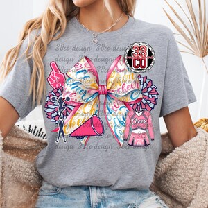 Comp. Cheer Pink Design Colorful Cheer Coquette Png, Cheerleading Bow Png, Megaphone ...