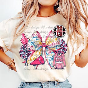 Comp. Cheer Pink Design Colorful Cheer Coquette Png, Cheerleading Bow Png, Megaphone ...