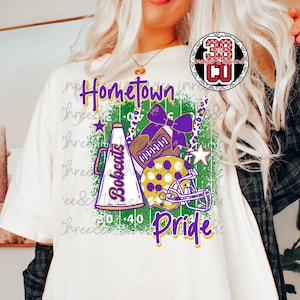 Purple football png, team spirit png, football season png, gameday png, go purple and gold png, football png, high school png, cat png