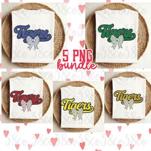 Tigers coquette BUNDLE png, custom team spirit png, go tigers png, tigers bow png, polka dot coquette bow, custom team png, varsity tigers