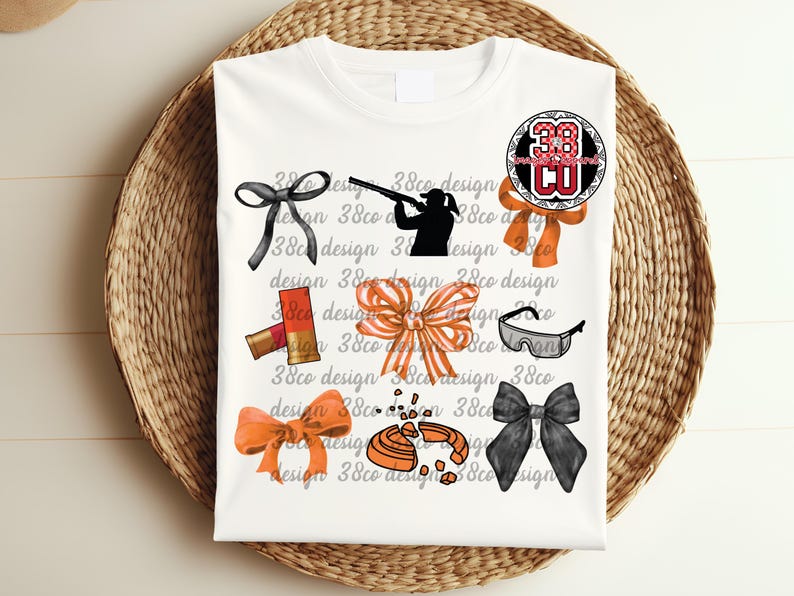 girl shooting skeet coquette png, clay pigeon png, sport shooting png, shooting target png, skeet target png, orange bow png, skeet shooting image 9