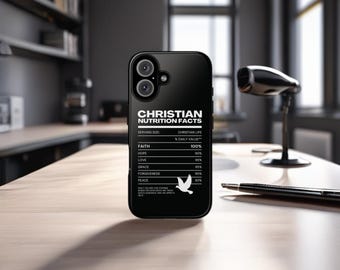 Christian Nutrition Facts iPhone Case – Matte Black, Faith Gift