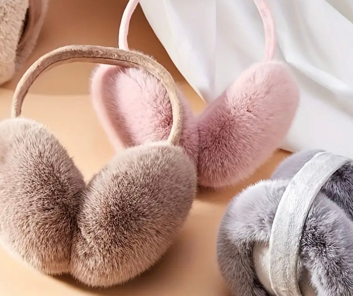 Adult Winter Fleece Furry Ear Warmers Earmuffs Foldable Earmuffs for