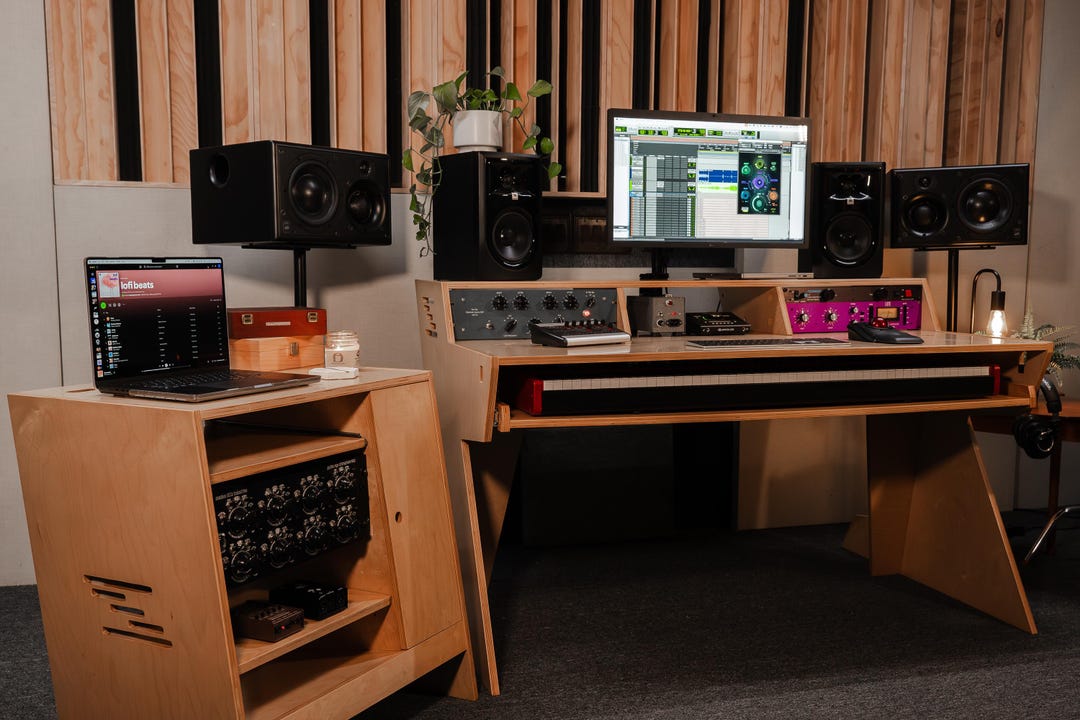 Recording Studio Desk and Sidecar Combo | Baltic Birch, 9U Rack - Etsy