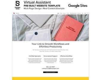 Virtual Assistant Website Template: Prebuilt Online Remote Admin Business Service (Multi-Page Google Site)