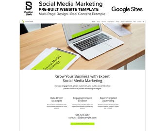 Social Media Website Template: Prebuilt Digital Brand Marketing Service (Multi-Page Google Site)