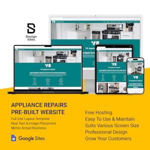 Home Appliance Repair Service Website Template Google Site, Commercial White Goods Fix Pre-Built Web, Refrigerator Stove Oven Maintenance