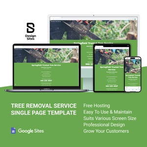 Tree Removal Google Site Single Page Website Template, Tree Trim Web Design, Garden Maintenance Website, Green Trim Plants Website Template