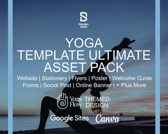 Yoga Ultimate Bundle Asset Pack Templates: Website + Social + Flyers + Posters & More (Canva)