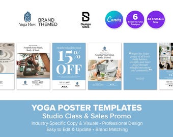Yoga Poster Templates: Health & Wellness Promotion (6 Design Canva)