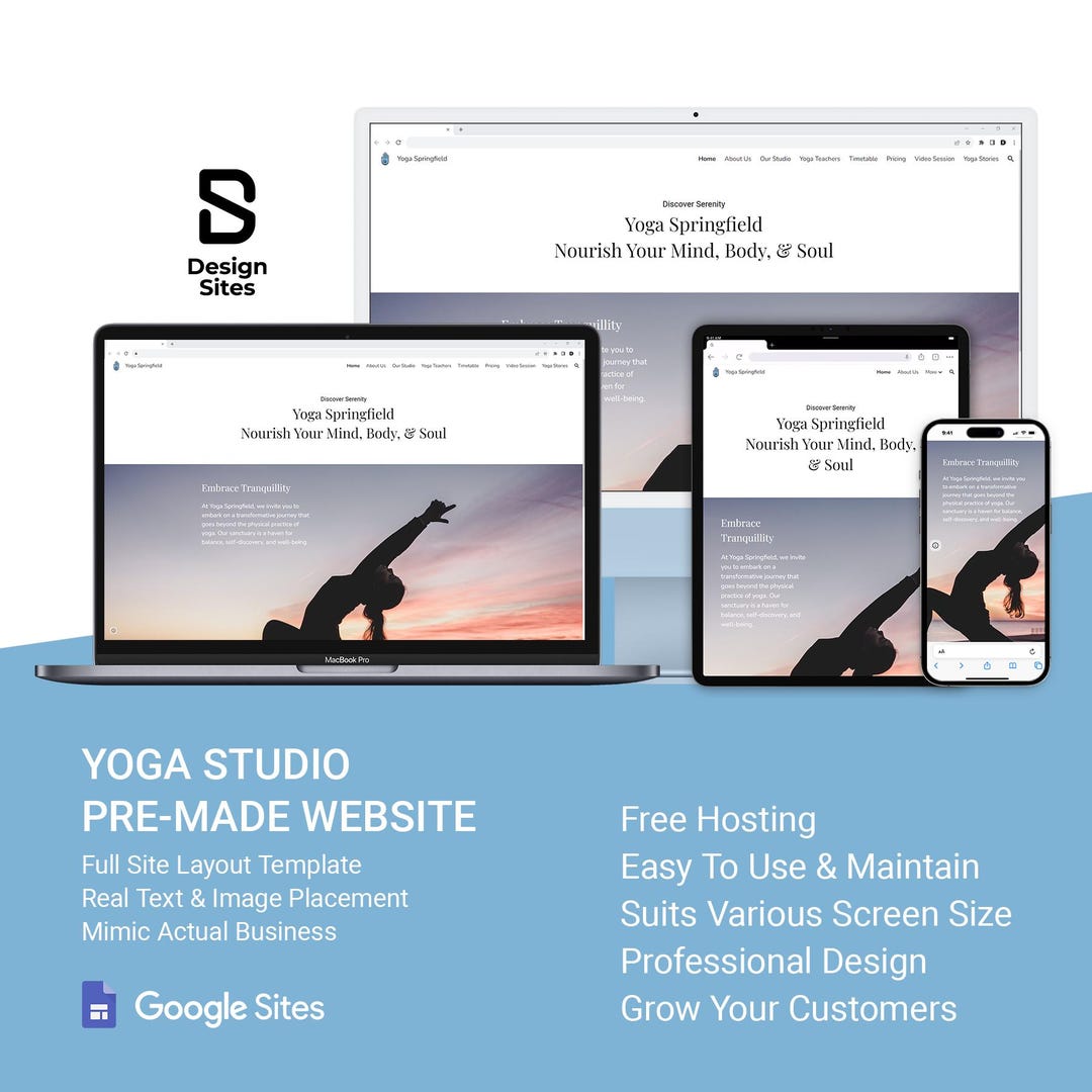 Image showcasing Yoga Classes Web Template Google Sites, Yoga Studio Website, Meditation ...