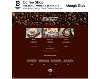 Cafe Website Template: Prebuilt Coffee Espresso Food & Drinks Shop (Multi-Page Google Site)