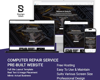 Computer Repair Service Website Template: Prebuilt IT Tech Support PC & Mac (Multi-Page Google Site)