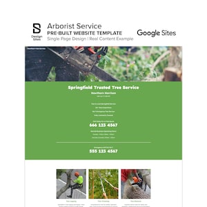 Plantilla de sitio web de arborista: Mantenimiento de jardines y eliminación de árboles prediseñados (sitio de Google de una sola página)