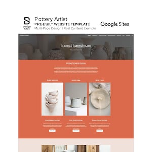 Pottery Portfolio Website Template: Prebuilt Ceramic Artist Etsy Shop Owner (Multi-Page Google Site)