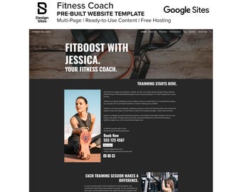 Plantilla de sitio web para entrenador de fitness: Entrenador personal prediseñado de salud y bienestar (sitio de Google de varias páginas)