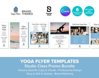 Yoga Flyer Studio Promo Template: Wellness Business Startup (6 Design Canva US Letter & A4)