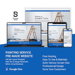 Painting Service Website Template Google Site, Painter Contractor Pre-Built Web Layout, Home Commercial Painters Decor Small Business Online