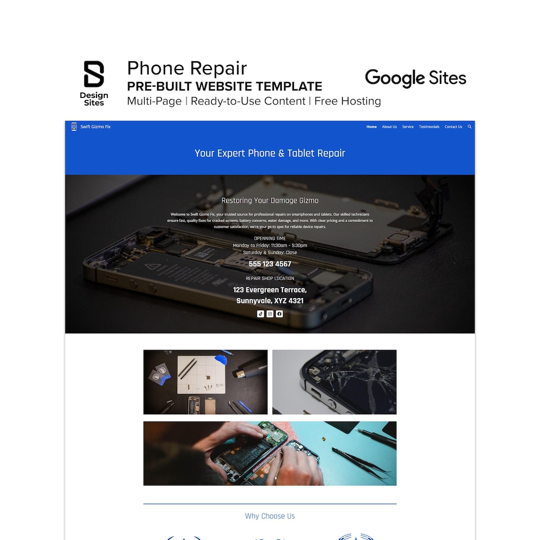 Phone Repair Website Template Prebuilt iPhone & Android Electronic