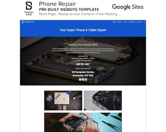 Plantilla de sitio web de reparación de teléfonos: Servicio prediseñado para reparar dispositivos electrónicos iPhone y Android (sitio de Google de varias páginas)