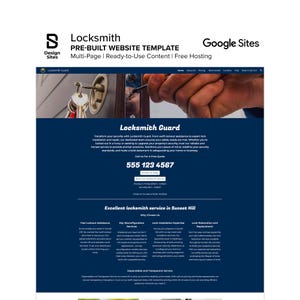 Locksmith Website Template: Prebuilt Security Door Lock Install & Key Replacement Service (Multi-Page Google Site)