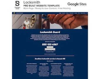 Locksmith Website Template: Prebuilt Security Door Lock Install & Key Replacement Service (Multi-Page Google Site)