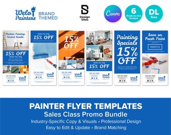 Painting Service Flyer Sales Template: Painter Sales Promo Set of 6 Design (Canva DL)