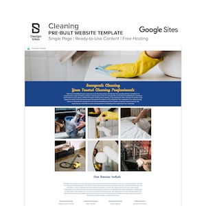 Home Cleaning Service Website Template: Prebuilt Housekeeper & Office Clean Professional (Single Page Google Site)