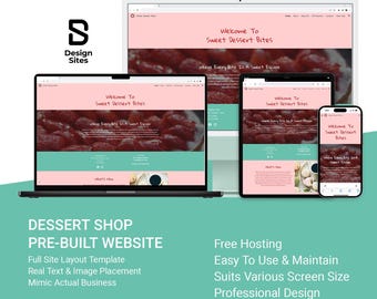 Dessert Shop Website Template: Prebuilt Sweet Savoury Food & Drink (Multi-Page Google Site)