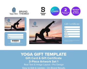 Yoga Gift Card Voucher Templates: Health & Wellness Certificate (2 Design Canva)