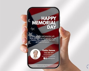 Memorial Day Real Estate Text, 2026 Memorial Day Realtor Marketing, Insurance Agent Marketing, Real Estate Farming Announcement
