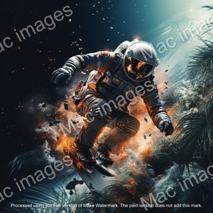 Astronaut surfing digital print space!