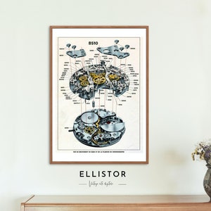 Clock poster, digital print of clock for living room or office wall decoration