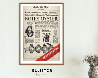 Vintage clock poster, clock advertising digital print