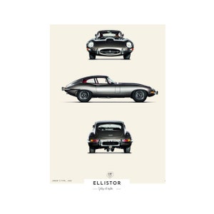 Digital car print, vintage Jaguar E TYPE 1963 car poster, art for wall decoration