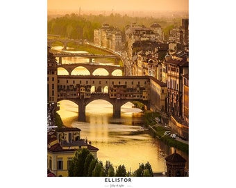 Cityscape digital print, Florence landscape poster, living room wall decoration, gift for him