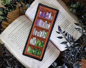 Genderqueer Pride Bookshelf Bookmark Cross Stitch Pattern (PDF Pattern)