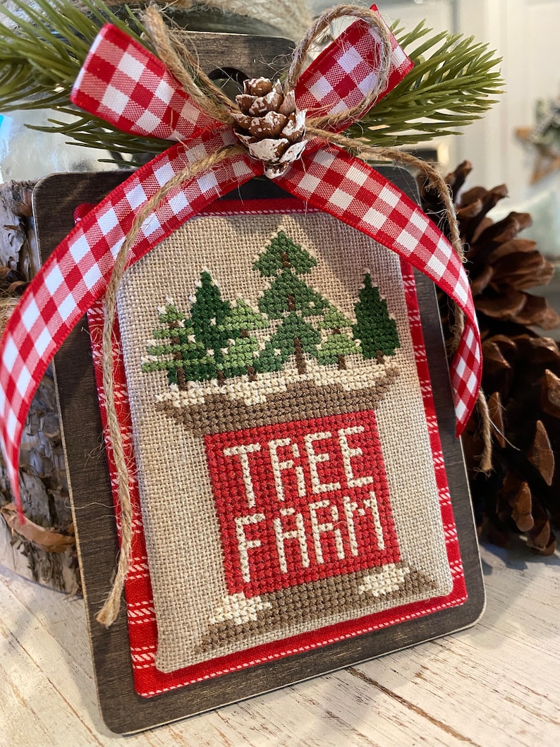 Tree Farm Spool Christmas Spool Series by Crafty Bluebonnet Designs PDF/Digital Cross Stitch Pattern image 1