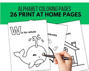 Páginas para colorear del alfabeto: Actividad de letras para preescolar (PDF), Actividades de aprendizaje preescolar imprimibles, Libro para colorear para niños, Descarga digital