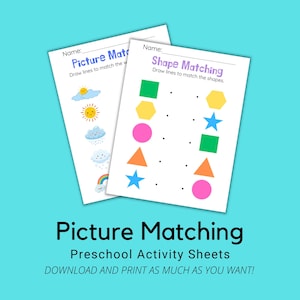 Preschool Matching Worksheets: Picture & Shape Activities (PDF)