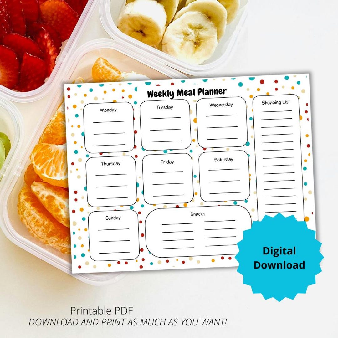 Printable Weekly Meal Planner With Grocery List, Daily Menu Organizer ...