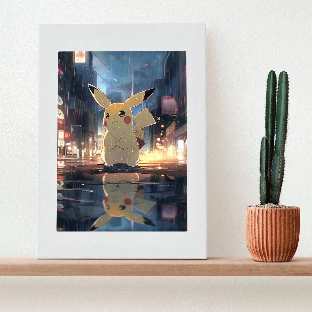 Pikachu Digital Print Pokemon Wall Art Pikachu Fan Art Cute Etsy