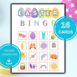 16 Easter Bingo Cards Printable Game Picture Bingo Classroom Activity For Kids 4x4