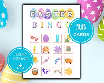 16 Easter Bingo Cards Printable Game Picture Bingo Classroom Activity For Kids 4x4