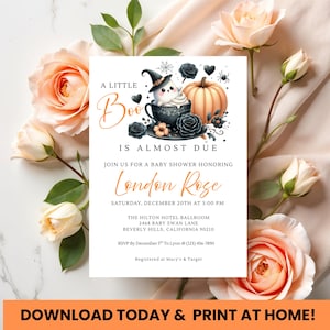 A Little Boo is Almost Due Baby Shower Invite, Halloween Baby Shower Invitation Editable, Canva Printable Download