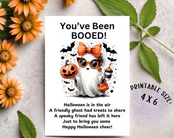 You’ve Been Booed Printable Halloween Kit, Boo Basket Tags, I"ve Been Booed Sign with Instructions, Halloween Boo Game Printables