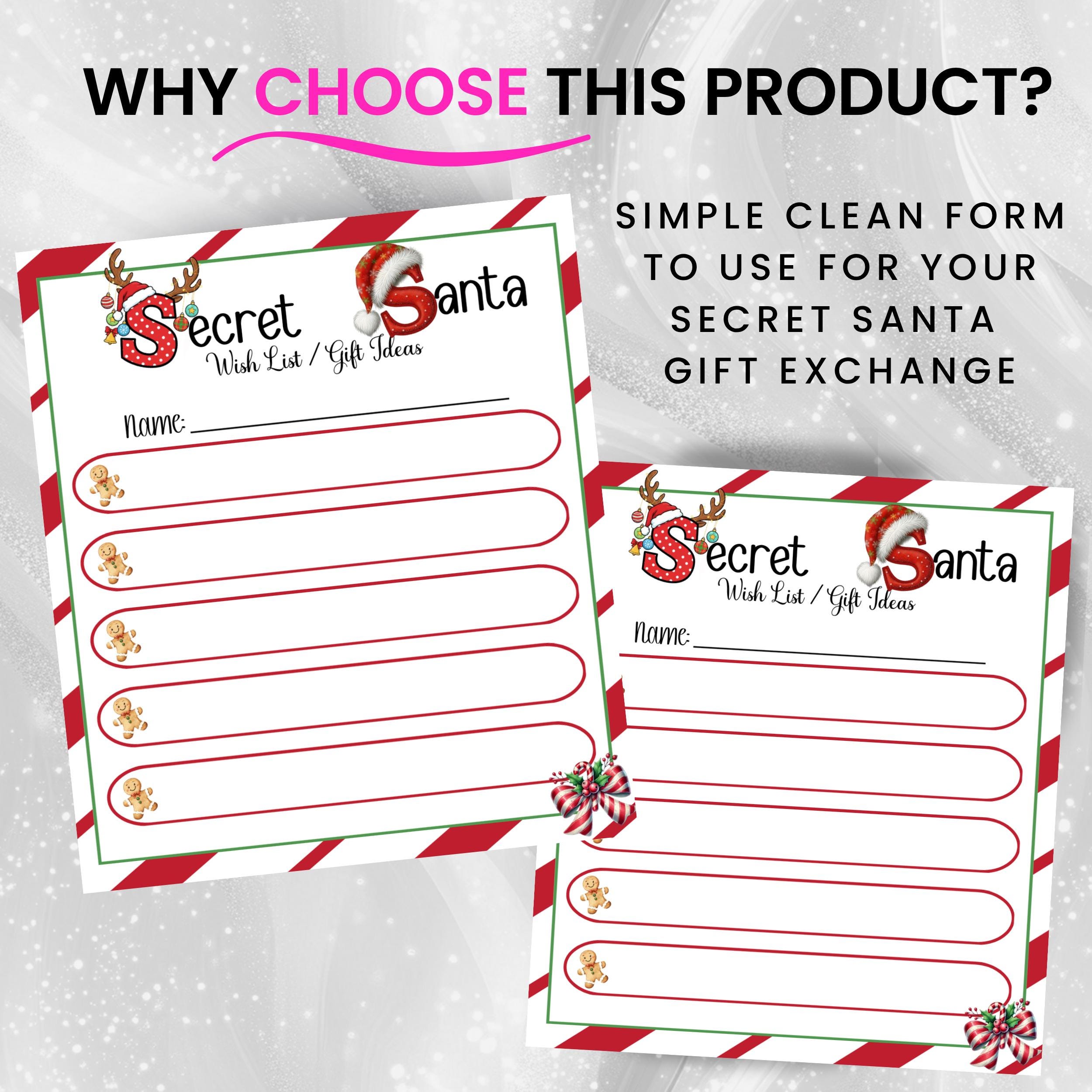 Draw Names Questionnaire Printable Secret Santa Mini Questionnaire & Name Draw Cards, Christmas ...